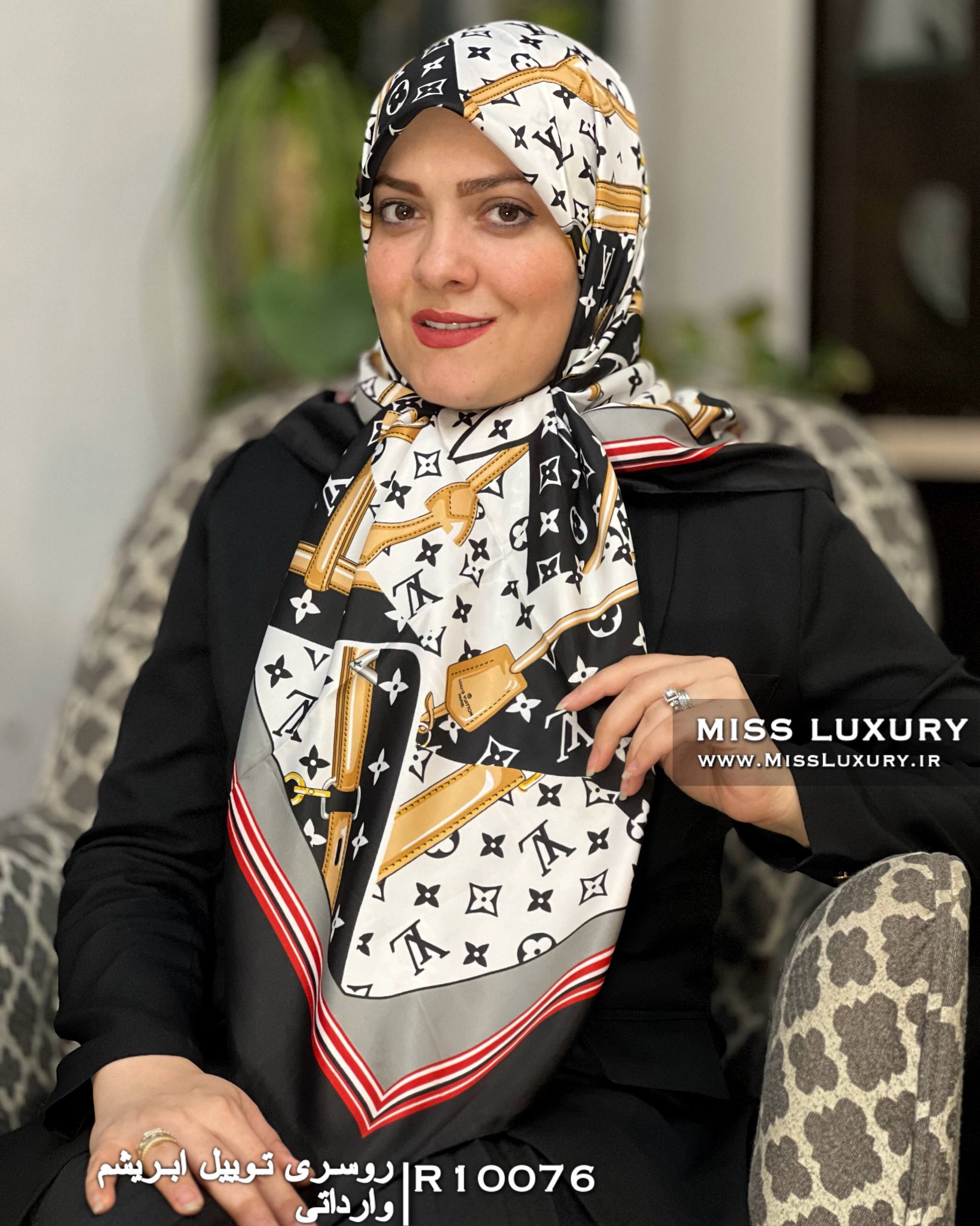 روسری توییل ابریشم وارداتی لویی ویتون میس لاکچری