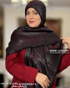 روسری ژاکارد لمه زرشکی مشکی میس لاکچری