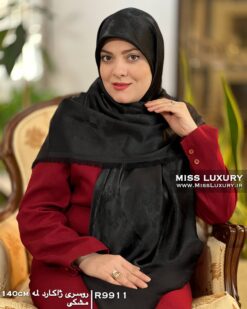 روسری ژاکارد لمه مشکی میس لاکچری