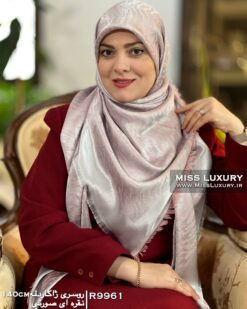 روسری ژاکارد لمه نقره ای صورتی میس لاکچری