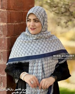 روسری کشمیر وارداتی دورو سورمه ای طوسی میس لاکچری