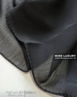 شال حریر کریشه مشکی جت بلک میس لاکچری