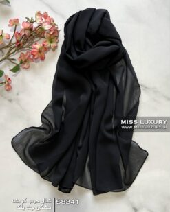 شال حریر کریشه مشکی جت بلک میس لاکچری