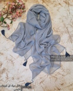 شال میله ای ابریشم طوسی میس لاکچری