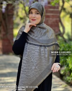 روسری ژاکارد لمه نسکافه ای دودی میس لاکچری