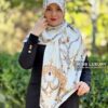 روسری ابریشم ژاکارد اعلا شیری میس لاکچری