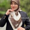 روسری ابریشم ژاکارد موکا کرم میس لاکچری