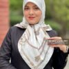 روسری ابریشم ژاکارد کرم استخونی میس لاکچری