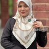 روسری ابریشم ژاکارد کرم طوسی میس لاکچری
