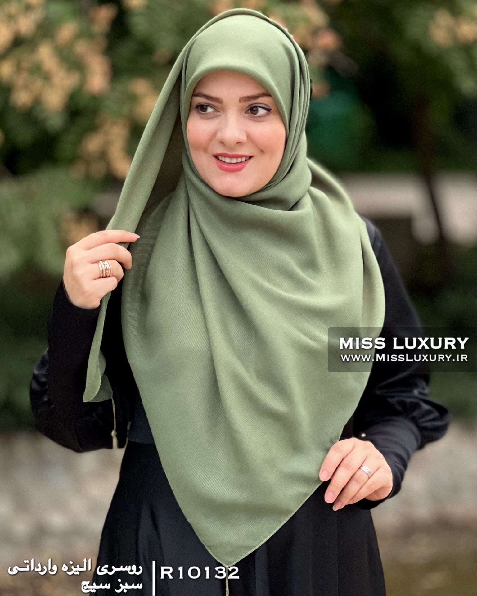 روسری الیزه وارداتی سبز سیج میس لاکچری