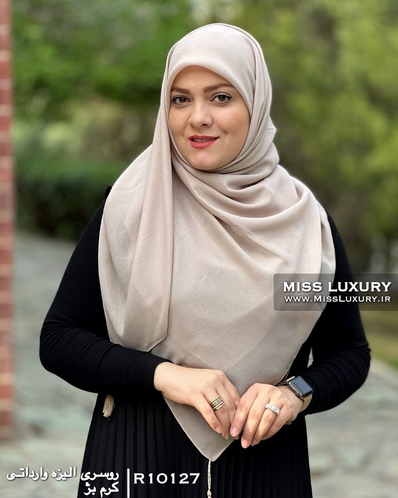 روسری الیزه وارداتی کرم بژ میس لاکچری