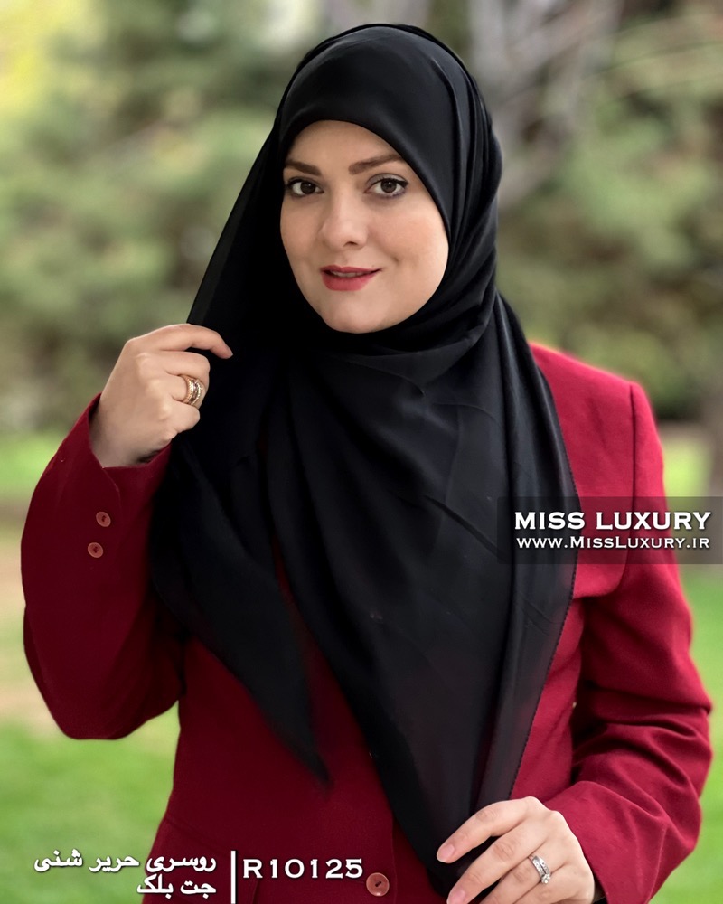 روسری حریر شنی جت بلک میس لاکچری