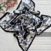 روسری توییل ابریشم سفید مشکی میس لاکچری