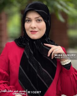 روسری حریر مخمل نگیندار میس لاکچری