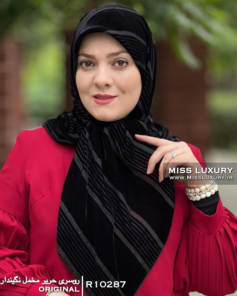 روسری حریر مخمل نگیندار میس لاکچری