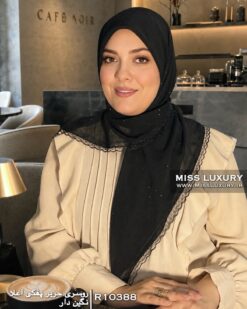روسری حریر پفکی اعلا نگین دار میس لاکچری