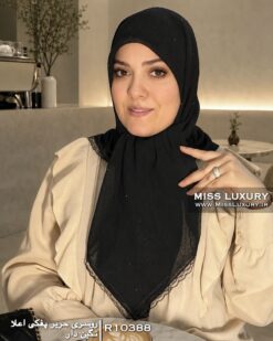 روسری حریر پفکی اعلا نگین دار میس لاکچری