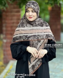 روسری نخ وال اعلا قهوه ای میس لاکچری