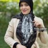 روسری نخی اعلا مشکی سفید میس لاکچری
