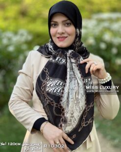 روسری نخی اعلا مشکی کرم میس لاکچری