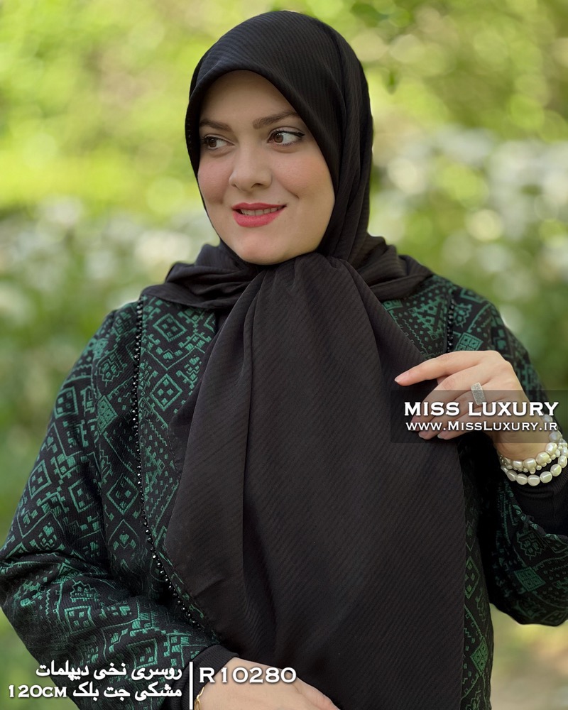 روسری نخی دیپلمات مشکی R10280 - Image 2