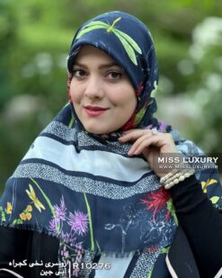 روسری نخی کجراه آبی جین میس لاکچری