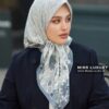 روسری توییل ابریشم آبی سفید میس لاکچری