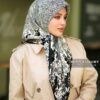 روسری توییل ابریشم مشکی شیری میس لاکچری