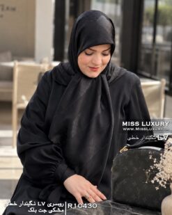 روسری نگیندار خطی مشکی جت بلک میس لاکچری
