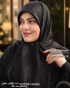 روسری نگیندار خطی مشکی جت بلک میس لاکچری