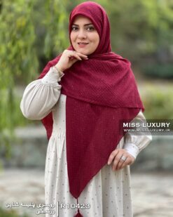 روسری پلیسه شاین زرشکی میس لاکچری