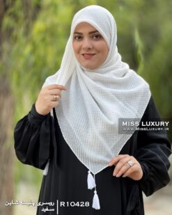 روسری پلیسه شاین سفید میس لاکچری