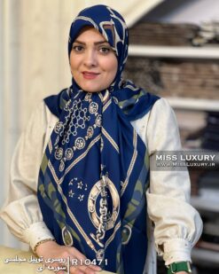 روسری توییل مجلسی سورمه ای میس لاکچری