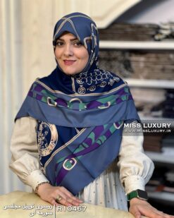 روسری توییل مجلسی سورمه ای میس لاکچری