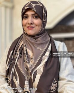 روسری توییل مجلسی قهوه ای میس لاکچری