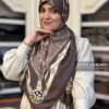 روسری توییل مجلسی قهوه ای میس لاکچری
