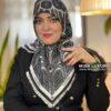 روسری توییل وارداتی اعلا مشکی سفید میس لاکچری