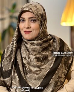روسری نخی لمه دار قهوه ای میس لاکچری