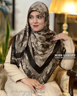 روسری نخی لمه دار قهوه ای میس لاکچری
