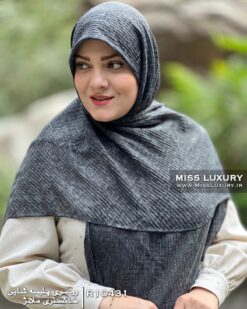 روسری پلیسه شاین خاکستری ملانژ میس لاکچری