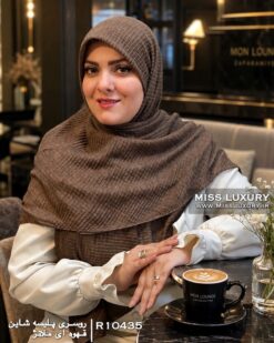 روسری پلیسه شاین قهوه ای ملانژ میس لاکچری
