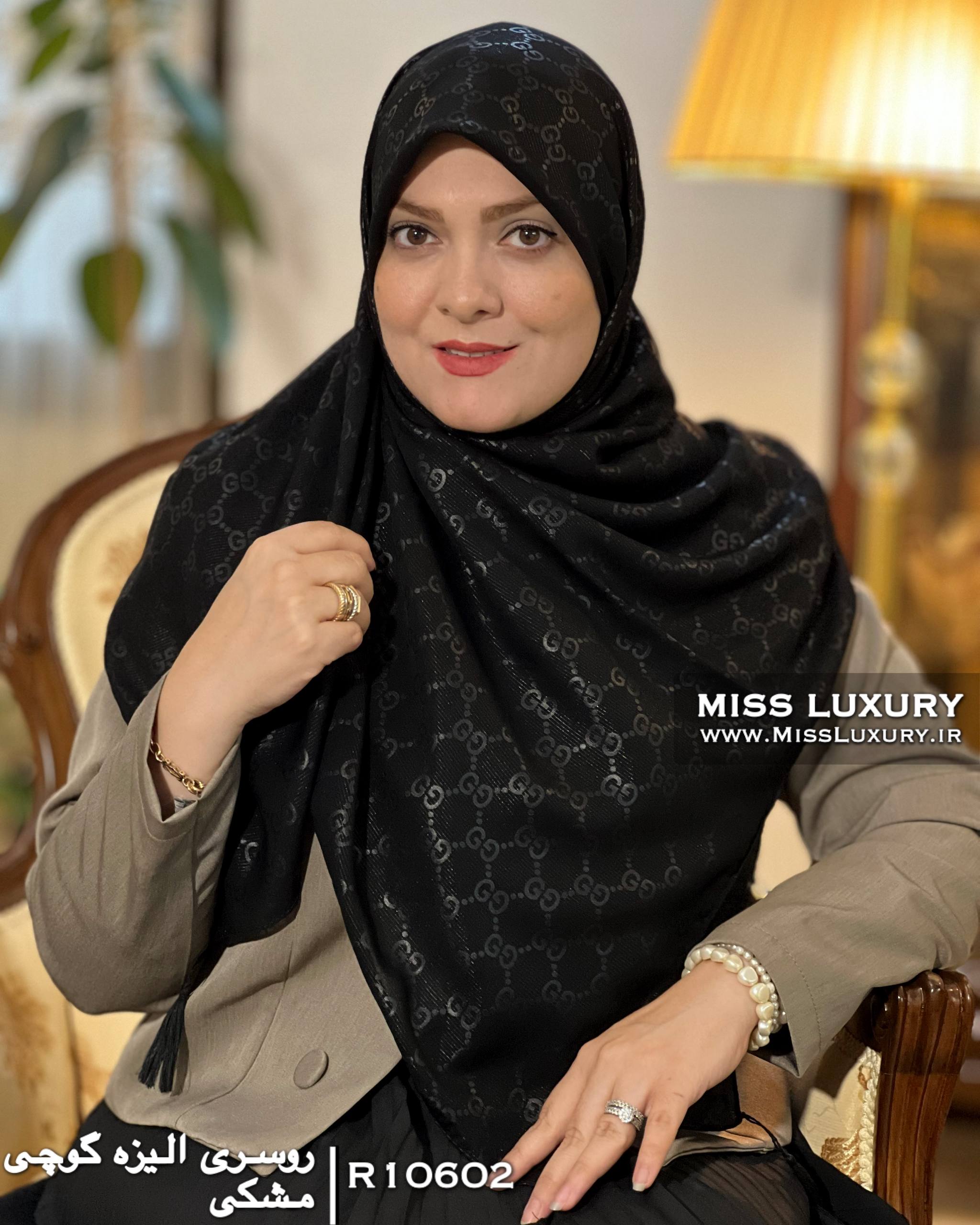 روسری الیزه گوچی مشکی میس لاکچری