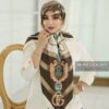 روسری توییل ابریشم قهوه ای کرم میس لاکچری