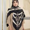 روسری توییل ابریشم مشکی کرم میس لاکچری