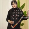 روسری توییل ابریشم مشکی کرم میس لاکچری