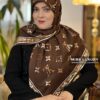 روسری توییل ابریشم وارداتی قهوه ای میس لاکچری