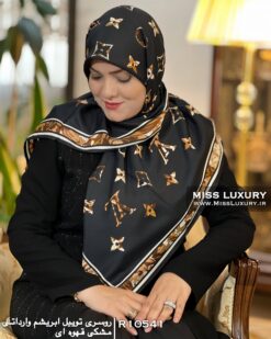 Alternative view of روسری توییل ابریشم مشکی قهوه ای R10541