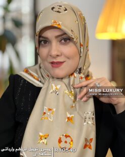 روسری توییل ابریشم وارداتی نسکافه ای میس لاکچری