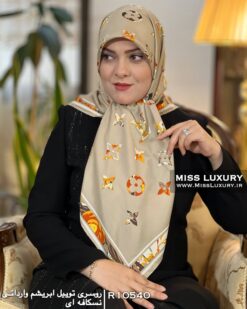 روسری توییل ابریشم وارداتی نسکافه ای میس لاکچری