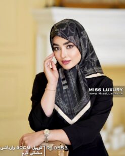 روسری توییل وارداتی مشکی کرم میس لاکچری